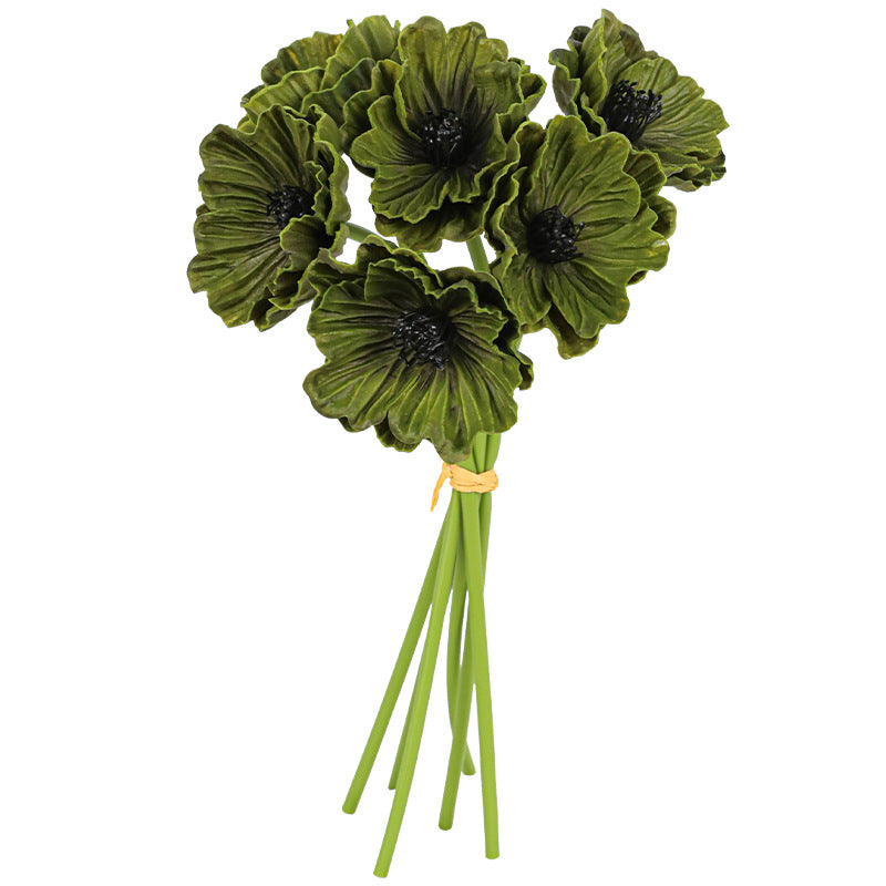 Real-Touch Poppy Stems, 6 Blooms per Stem, 12" Long, PU Silk Flowers for Wedding Decor, Home Arrangements, and Commercial Displays