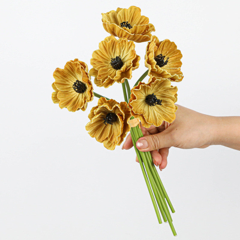 Real-Touch Poppy Stems, 6 Blooms per Stem, 12" Long, PU Silk Flowers for Wedding Decor, Home Arrangements, and Commercial Displays