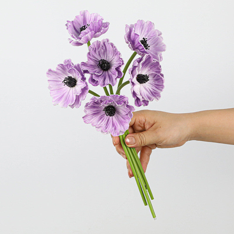 Real-Touch Poppy Stems, 6 Blooms per Stem, 12" Long, PU Silk Flowers for Wedding Decor, Home Arrangements, and Commercial Displays