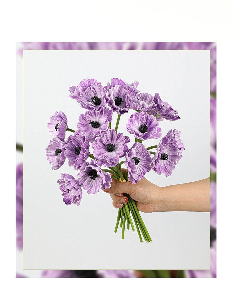 Real-Touch Poppy Stems, 6 Blooms per Stem, 12" Long, PU Silk Flowers for Wedding Decor, Home Arrangements, and Commercial Displays