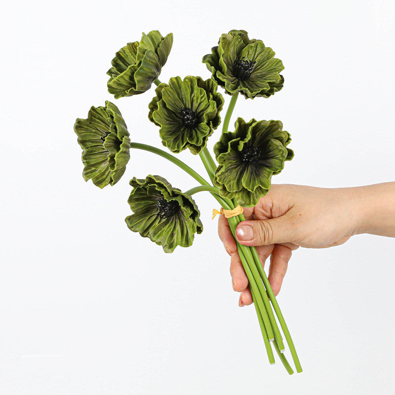 Real-Touch Poppy Stems, 6 Blooms per Stem, 12" Long, PU Silk Flowers for Wedding Decor, Home Arrangements, and Commercial Displays