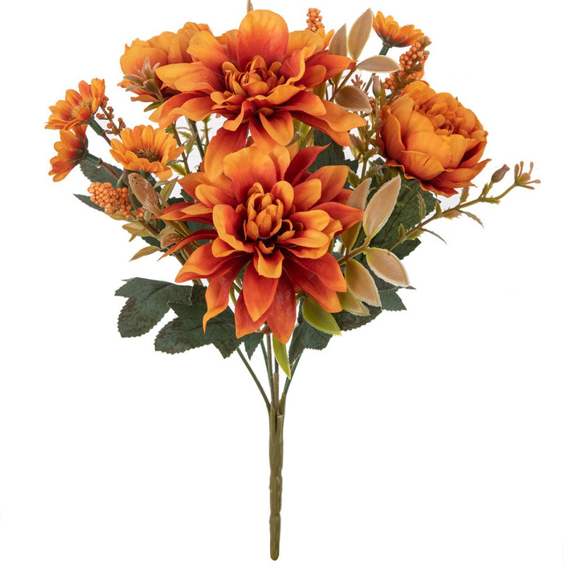 Artificial Dahlia Flower Stem, 12" Long with 6.5" Bloom, Real-Touch Mixed Material, for Weddings, Home Decor, Table Centerpieces and Floral Arrangements