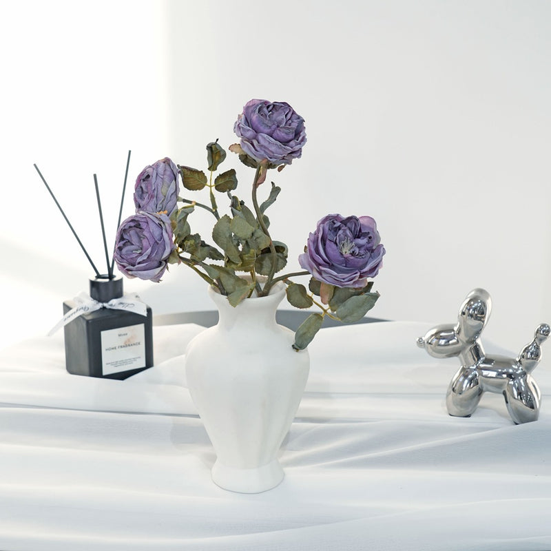 Real-Touch 2-Head Rose Stems, 13" Long with 2.5" Blooms, Artificial Roses for Home Decor, Wedding Centerpieces, Floral Arrangements