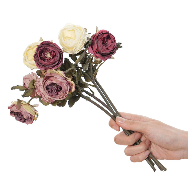 Real-Touch 2-Head Rose Stems, 13" Long with 2.5" Blooms, Artificial Roses for Home Decor, Wedding Centerpieces, Floral Arrangements