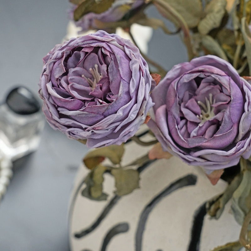Real-Touch 2-Head Rose Stems, 13" Long with 2.5" Blooms, Artificial Roses for Home Decor, Wedding Centerpieces, Floral Arrangements