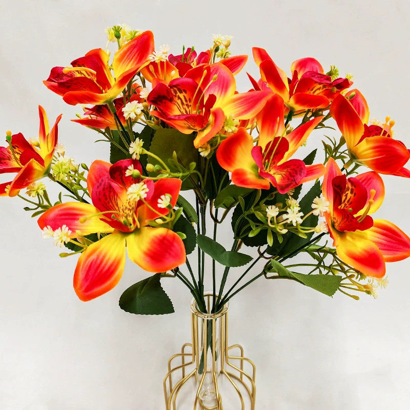 Real Touch Silk Orchid Stems, 14" Tall with 3.5" Blooms  - Premium Faux Flowers for Vases, Wedding Centerpieces, Home Decor