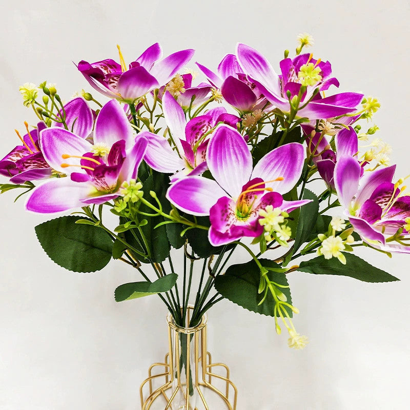 Real Touch Silk Orchid Stems, 14" Tall with 3.5" Blooms  - Premium Faux Flowers for Vases, Wedding Centerpieces, Home Decor
