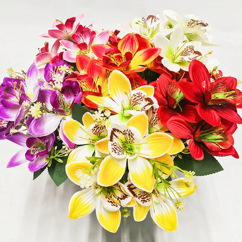 Real Touch Silk Orchid Stems, 14" Tall with 3.5" Blooms  - Premium Faux Flowers for Vases, Wedding Centerpieces, Home Decor