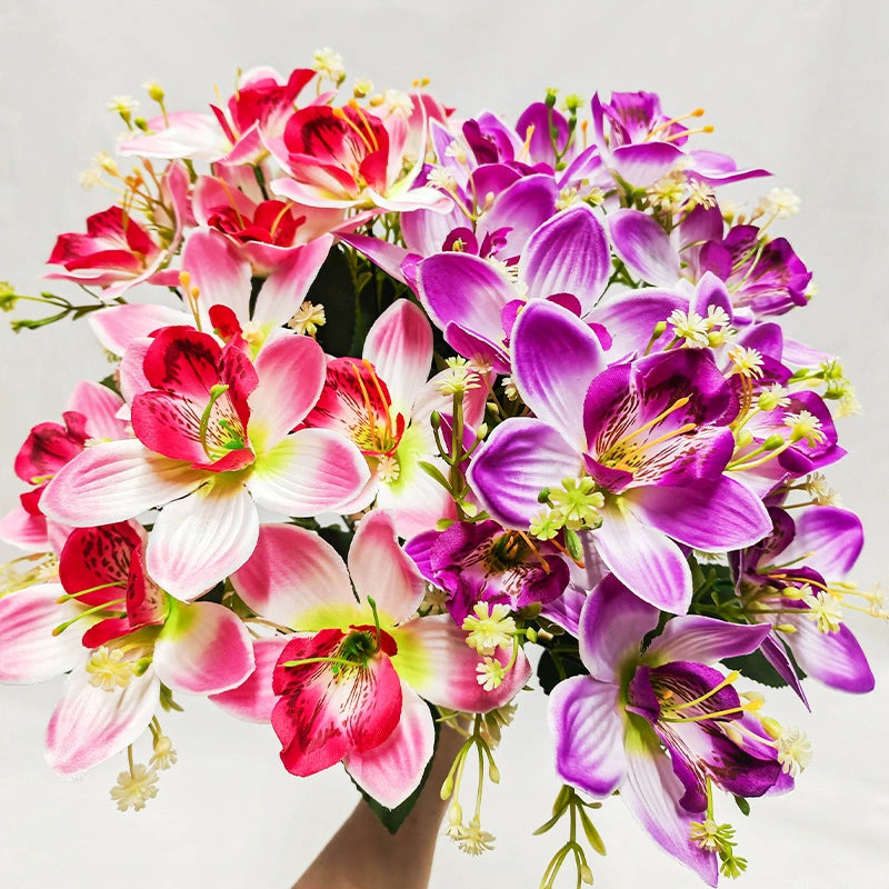 Real Touch Silk Orchid Stems, 14" Tall with 3.5" Blooms  - Premium Faux Flowers for Vases, Wedding Centerpieces, Home Decor