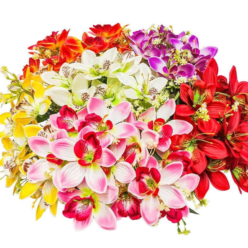 Real Touch Silk Orchid Stems, 14" Tall with 3.5" Blooms  - Premium Faux Flowers for Vases, Wedding Centerpieces, Home Decor