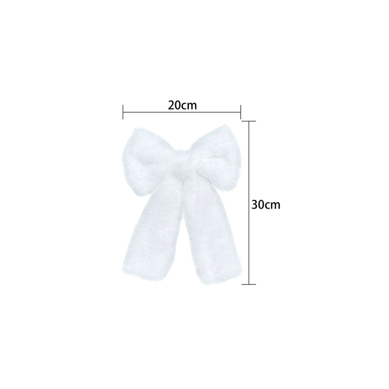 Velvet Christmas Bow, 12" to 27.6" Fluffy Holiday Decor for Home, Wedding & Events, Bulk Pack Red/White Bows for Tree, Gifts & Retail Displays