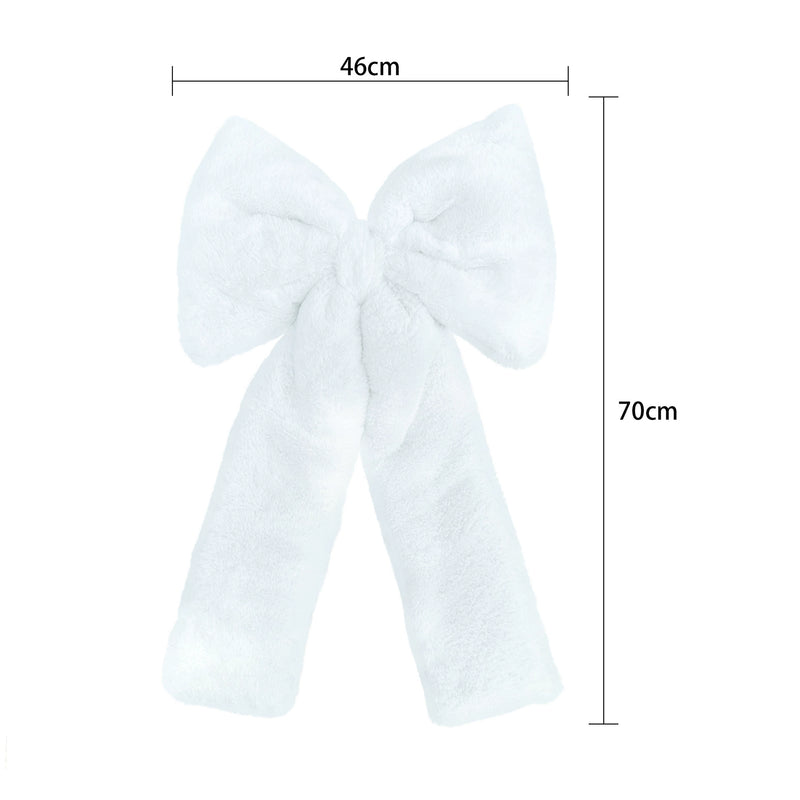 Velvet Christmas Bow, 12" to 27.6" Fluffy Holiday Decor for Home, Wedding & Events, Bulk Pack Red/White Bows for Tree, Gifts & Retail Displays