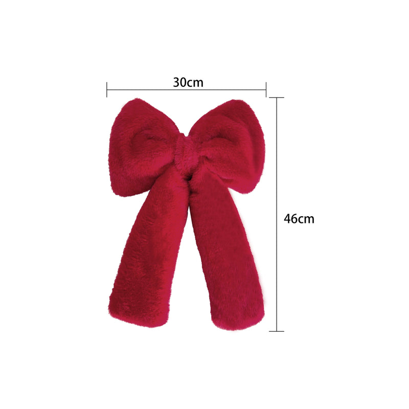 Velvet Christmas Bow, 12" to 27.6" Fluffy Holiday Decor for Home, Wedding & Events, Bulk Pack Red/White Bows for Tree, Gifts & Retail Displays