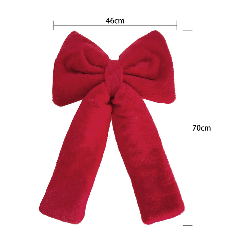 Velvet Christmas Bow, 12" to 27.6" Fluffy Holiday Decor for Home, Wedding & Events, Bulk Pack Red/White Bows for Tree, Gifts & Retail Displays