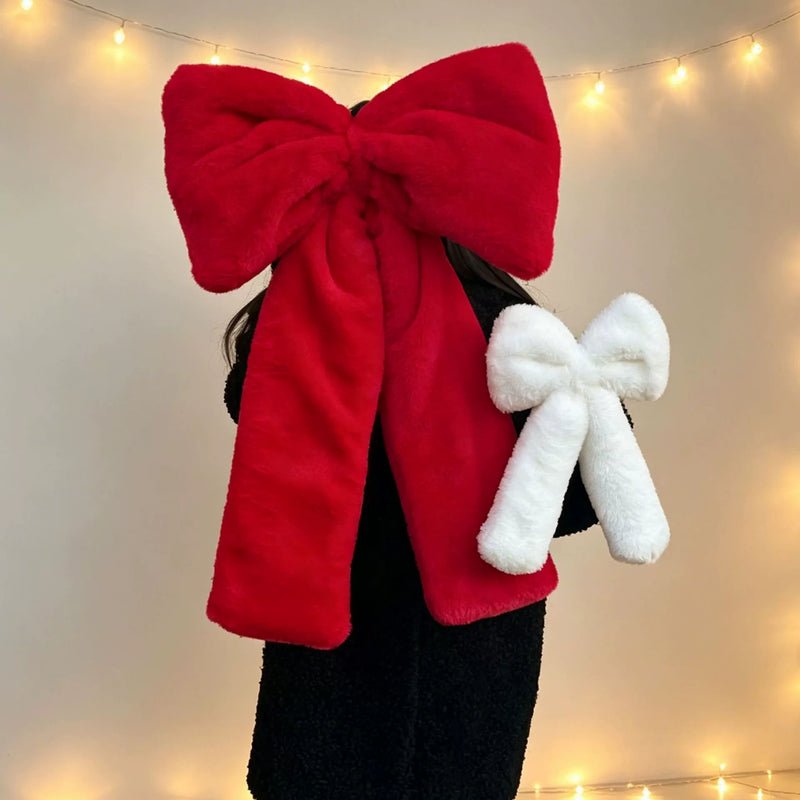 Velvet Christmas Bow, 12" to 27.6" Fluffy Holiday Decor for Home, Wedding & Events, Bulk Pack Red/White Bows for Tree, Gifts & Retail Displays