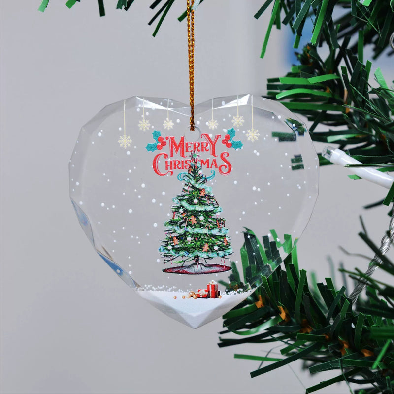 Crystal-Clear Heart-Shaped Christmas Ornament, 3" Holiday Decor for Windows, Hotels & Home, Bulk Commercial or Single Use
