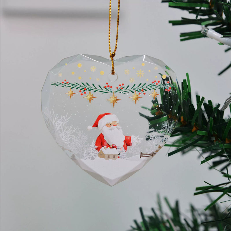 Crystal-Clear Heart-Shaped Christmas Ornament, 3" Holiday Decor for Windows, Hotels & Home, Bulk Commercial or Single Use