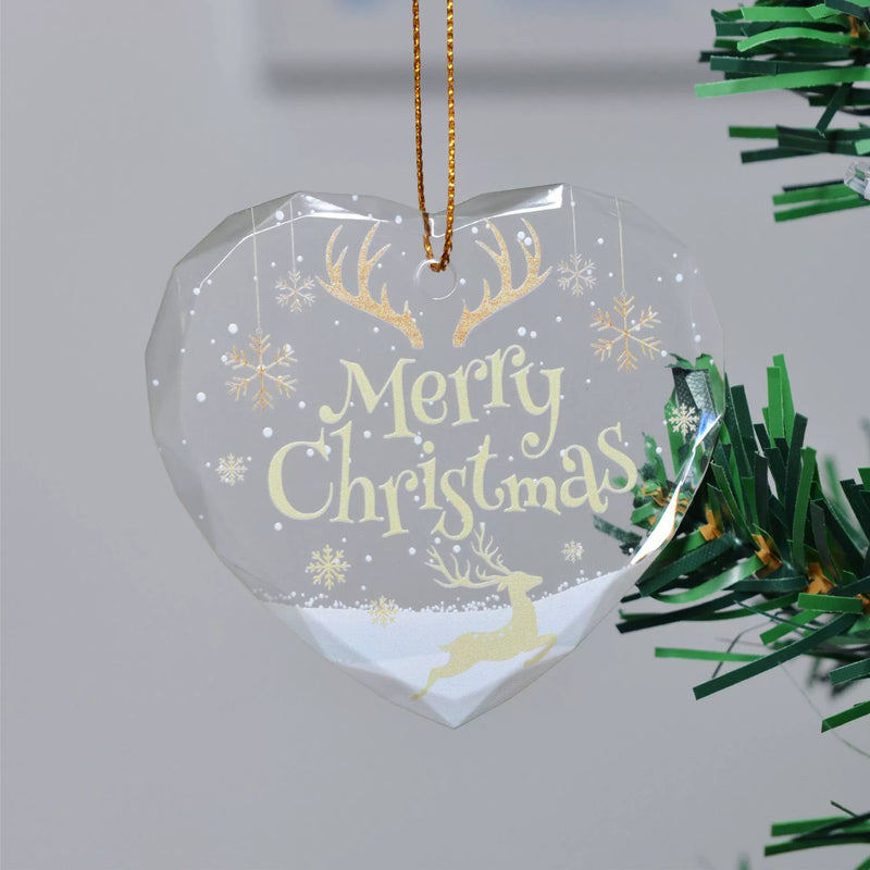 Crystal-Clear Heart-Shaped Christmas Ornament, 3" Holiday Decor for Windows, Hotels & Home, Bulk Commercial or Single Use