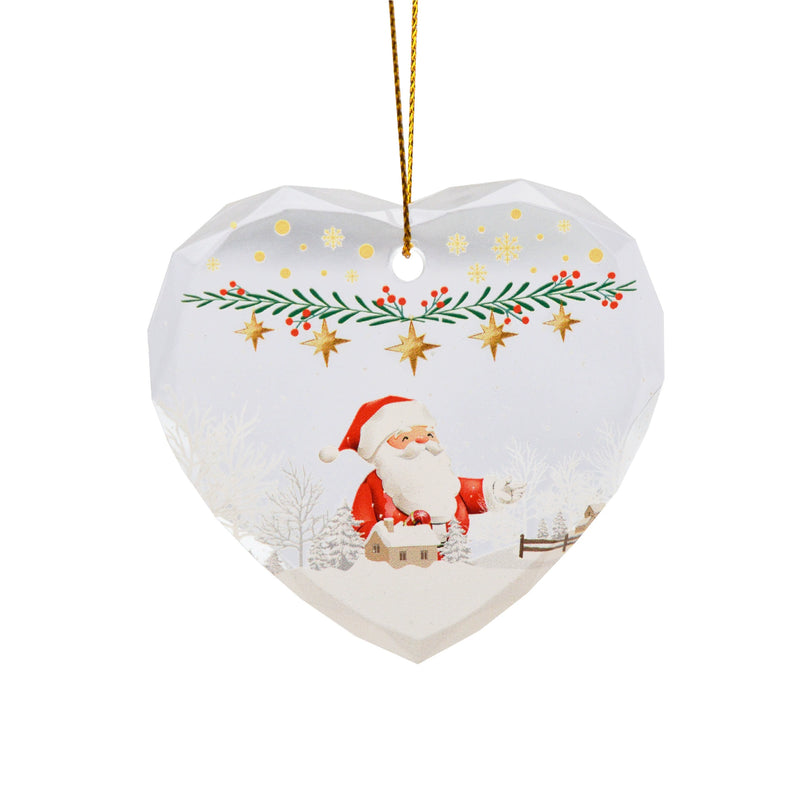 Crystal-Clear Heart-Shaped Christmas Ornament, 3" Holiday Decor for Windows, Hotels & Home, Bulk Commercial or Single Use