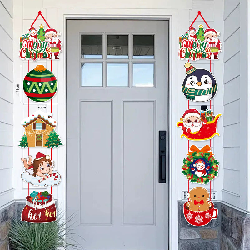 Christmas Door Hanging Decor - Santa, Snowman & Holiday Greenery Set (8"-12"), Realistic Faux Evergreen for Home, Wedding & Retail Displays