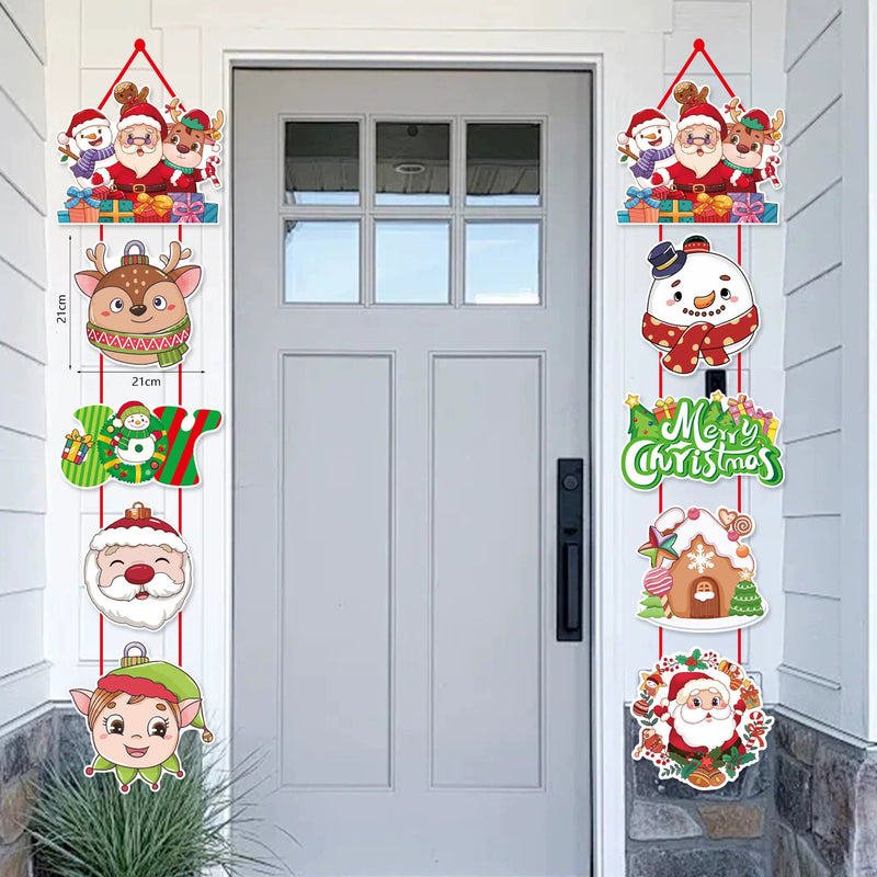 Christmas Door Hanging Decor - Santa, Snowman & Holiday Greenery Set (8"-12"), Realistic Faux Evergreen for Home, Wedding & Retail Displays