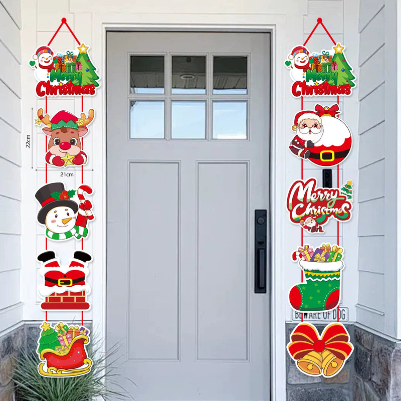 Christmas Door Hanging Decor - Santa, Snowman & Holiday Greenery Set (8"-12"), Realistic Faux Evergreen for Home, Wedding & Retail Displays