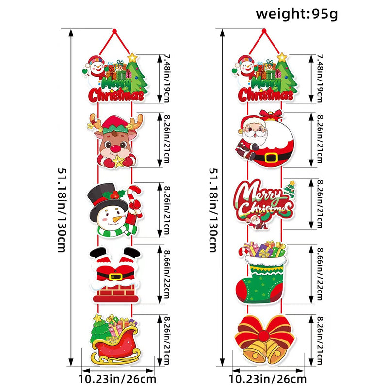 Christmas Door Hanging Decor - Santa, Snowman & Holiday Greenery Set (8"-12"), Realistic Faux Evergreen for Home, Wedding & Retail Displays