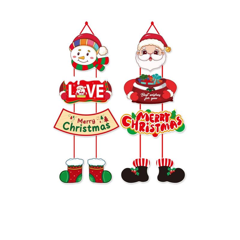 Christmas Door Hanging Decor - Santa, Snowman & Holiday Greenery Set (8"-12"), Realistic Faux Evergreen for Home, Wedding & Retail Displays