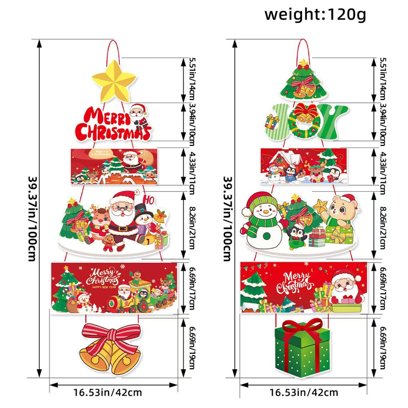 Christmas Door Hanging Decor - Santa, Snowman & Holiday Greenery Set (8"-12"), Realistic Faux Evergreen for Home, Wedding & Retail Displays
