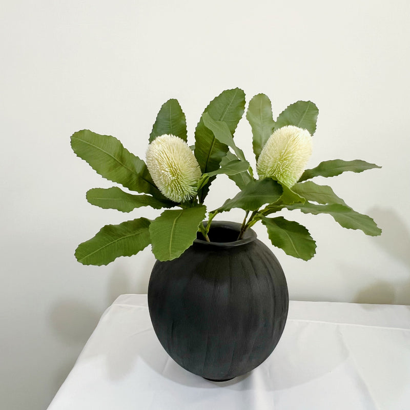 Artificial Protea Flower Stem, 22" Real-Touch Faux Banksia, Lifelike Greenery for Vases, Wedding Centerpieces & Home Decor