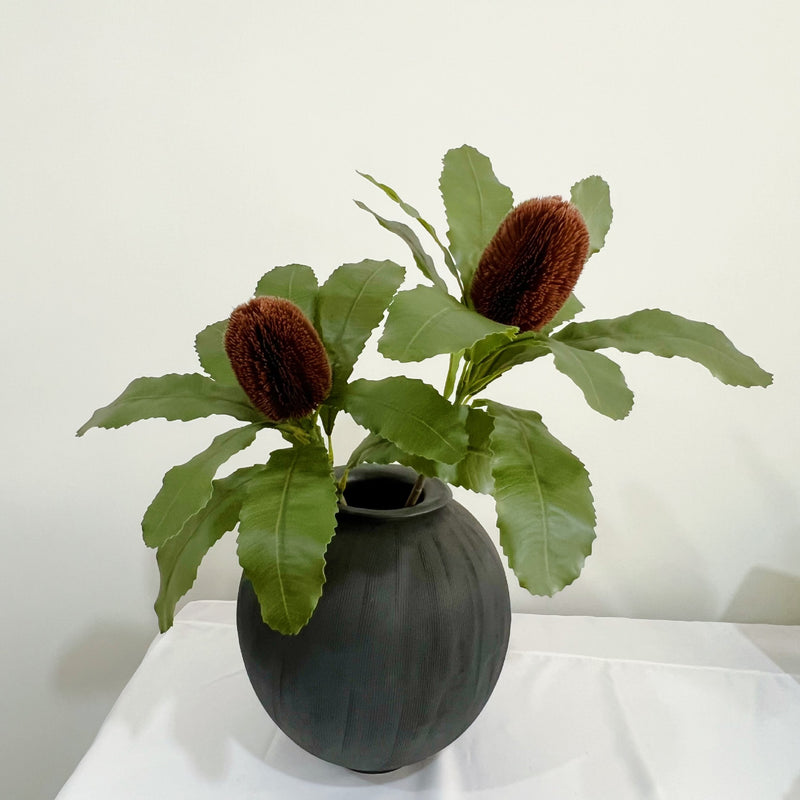 Artificial Protea Flower Stem, 22" Real-Touch Faux Banksia, Lifelike Greenery for Vases, Wedding Centerpieces & Home Decor