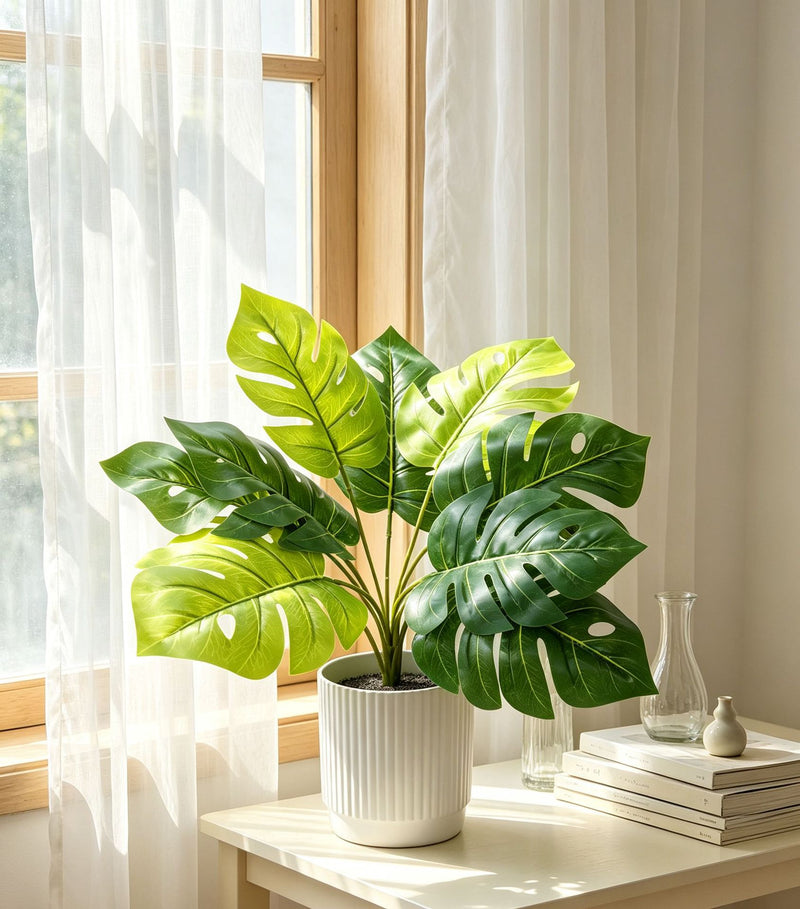 Real-Touch Artificial Monstera Leaf, 13" Faux Greenery for Home Decor, Weddings & Events, Bulk Discounts Available