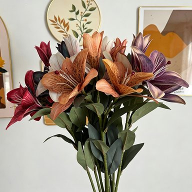 Real-Touch Silk Lily Stems, 30" Long with 6.5" Blooms - Elegant Home Decor, Wedding Flowers, Event Centerpieces