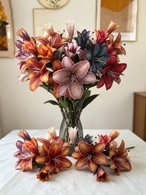 Real-Touch Silk Lily Stems, 30" Long with 6.5" Blooms - Elegant Home Decor, Wedding Flowers, Event Centerpieces