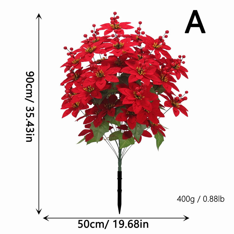 Artificial Poinsettia Stems, 35" Tall, 48 Real-Touch Flower Heads, Christmas Holiday Decor, Wedding & Home Arrangements, Bulk Florist Supplies