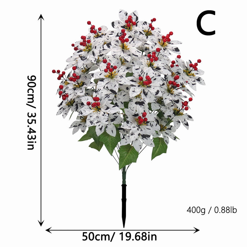 Artificial Poinsettia Stems, 35" Tall, 48 Real-Touch Flower Heads, Christmas Holiday Decor, Wedding & Home Arrangements, Bulk Florist Supplies