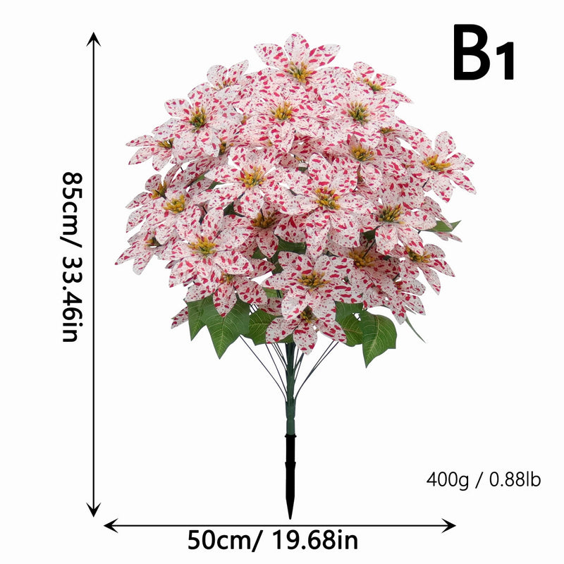 Artificial Poinsettia Stems, 35" Tall, 48 Real-Touch Flower Heads, Christmas Holiday Decor, Wedding & Home Arrangements, Bulk Florist Supplies