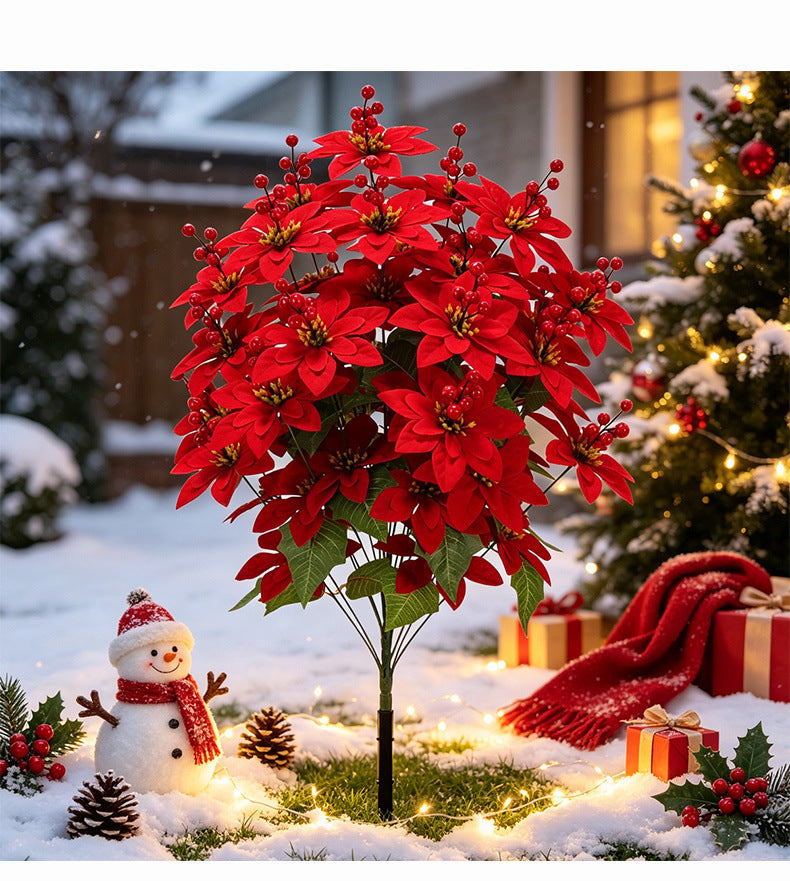 Artificial Poinsettia Stems, 35" Tall, 48 Real-Touch Flower Heads, Christmas Holiday Decor, Wedding & Home Arrangements, Bulk Florist Supplies