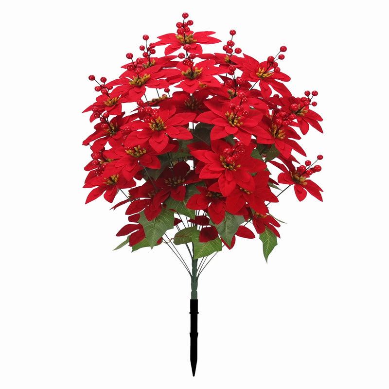Artificial Poinsettia Stems, 35" Tall, 48 Real-Touch Flower Heads, Christmas Holiday Decor, Wedding & Home Arrangements, Bulk Florist Supplies