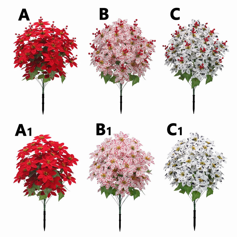 Artificial Poinsettia Stems, 35" Tall, 48 Real-Touch Flower Heads, Christmas Holiday Decor, Wedding & Home Arrangements, Bulk Florist Supplies