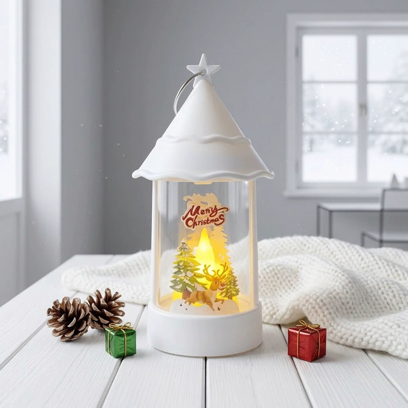 Christmas Tree LED Candle Lantern, 6" H x 3" W, Battery-Operated Flameless Night Light, Holiday Home Decor, Wedding & Party Centerpiece (6 Styles)