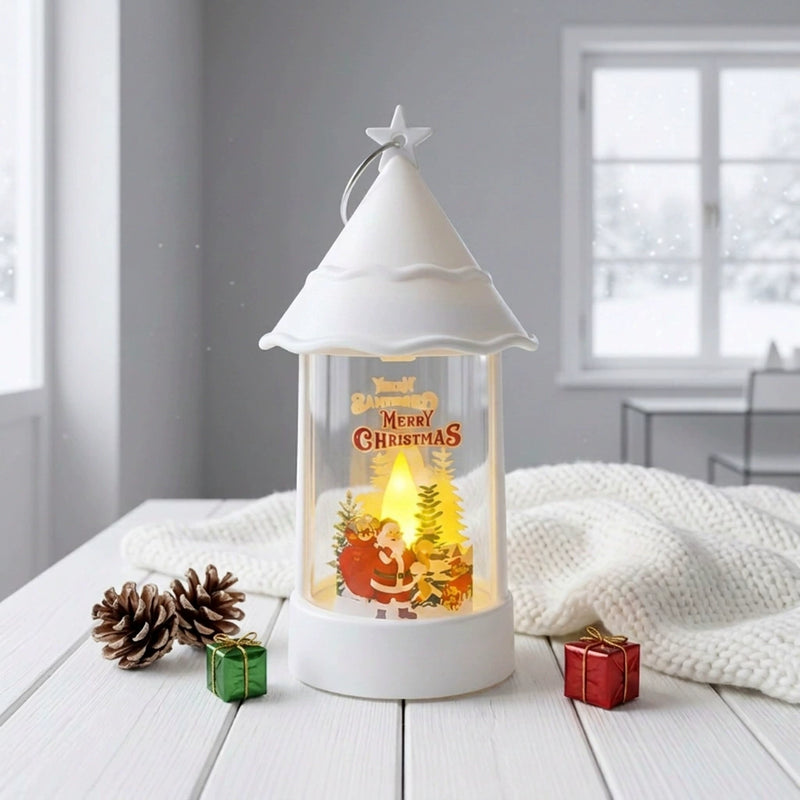 Christmas Tree LED Candle Lantern, 6" H x 3" W, Battery-Operated Flameless Night Light, Holiday Home Decor, Wedding & Party Centerpiece (6 Styles)