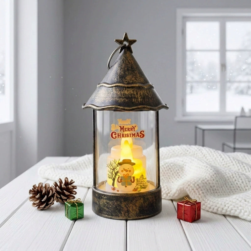 Christmas Tree LED Candle Lantern, 6" H x 3" W, Battery-Operated Flameless Night Light, Holiday Home Decor, Wedding & Party Centerpiece (6 Styles)