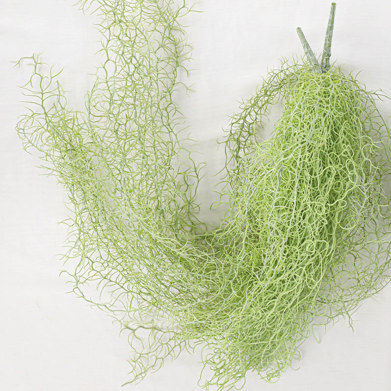 Artificial Spanish Moss (Tillandsia Usneoides) Hanging Greenery, 35" Long Real-Touch Plastic Stems, 2-Pack – for Home Decor, Wedding Arrangements, Window Displays & Boho Planters