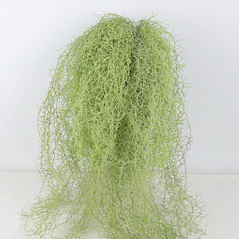 Artificial Spanish Moss (Tillandsia Usneoides) Hanging Greenery, 35" Long Real-Touch Plastic Stems, 2-Pack – for Home Decor, Wedding Arrangements, Window Displays & Boho Planters