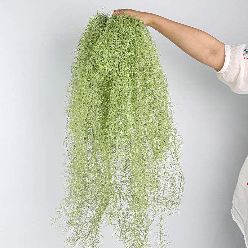 Artificial Spanish Moss (Tillandsia Usneoides) Hanging Greenery, 35" Long Real-Touch Plastic Stems, 2-Pack – for Home Decor, Wedding Arrangements, Window Displays & Boho Planters