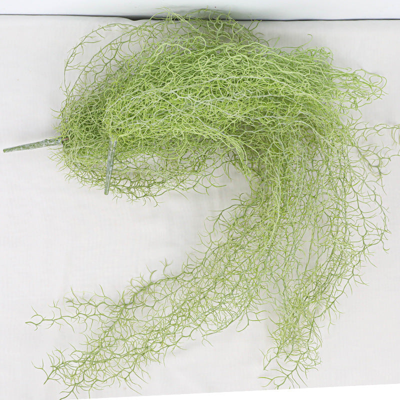 Artificial Spanish Moss (Tillandsia Usneoides) Hanging Greenery, 35" Long Real-Touch Plastic Stems, 2-Pack – for Home Decor, Wedding Arrangements, Window Displays & Boho Planters