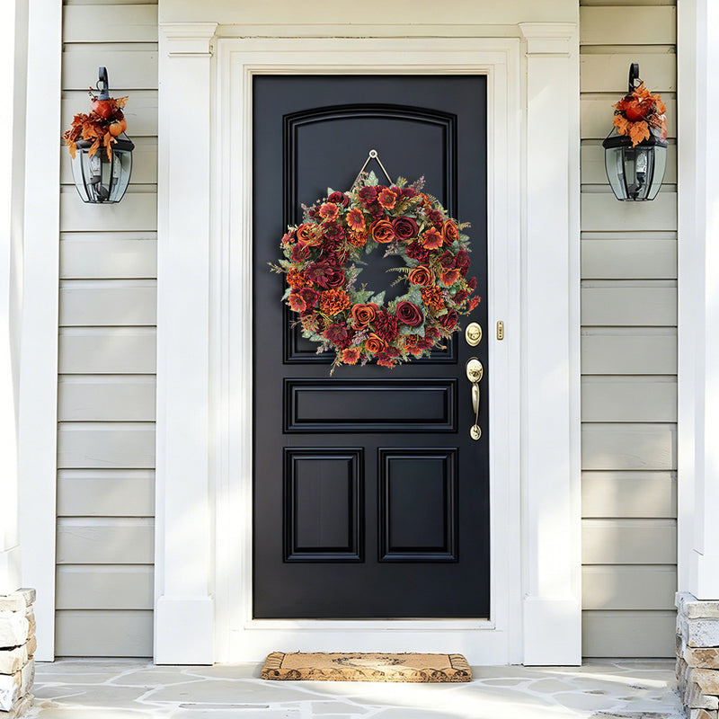 Real-Touch Peony Fall Wreath, 18" Mixed Material Floral Ring, Home Decor - Wedding - Seasonal - Front Door - DIY Arrangements