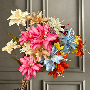Real-Touch Baby Lily Artificial Flowers, 33" Tall with 5" Blooms, Set of 3 Stems for Vase Arrangements, Wedding Decor, Home Styling