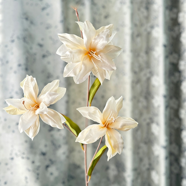 Real-Touch Baby Lily Artificial Flowers, 33" Tall with 5" Blooms, Set of 3 Stems for Vase Arrangements, Wedding Decor, Home Styling